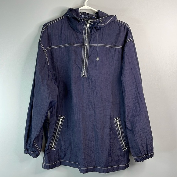 VINTAGE Y2K Weathervane Outfitters Anorak Jacket Navy Blue Contrast Stitch M - Picture 12 of 12
